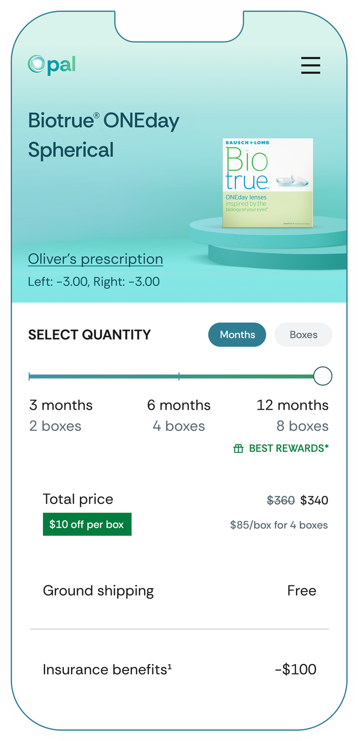 Opal cost comparison tool on a phone