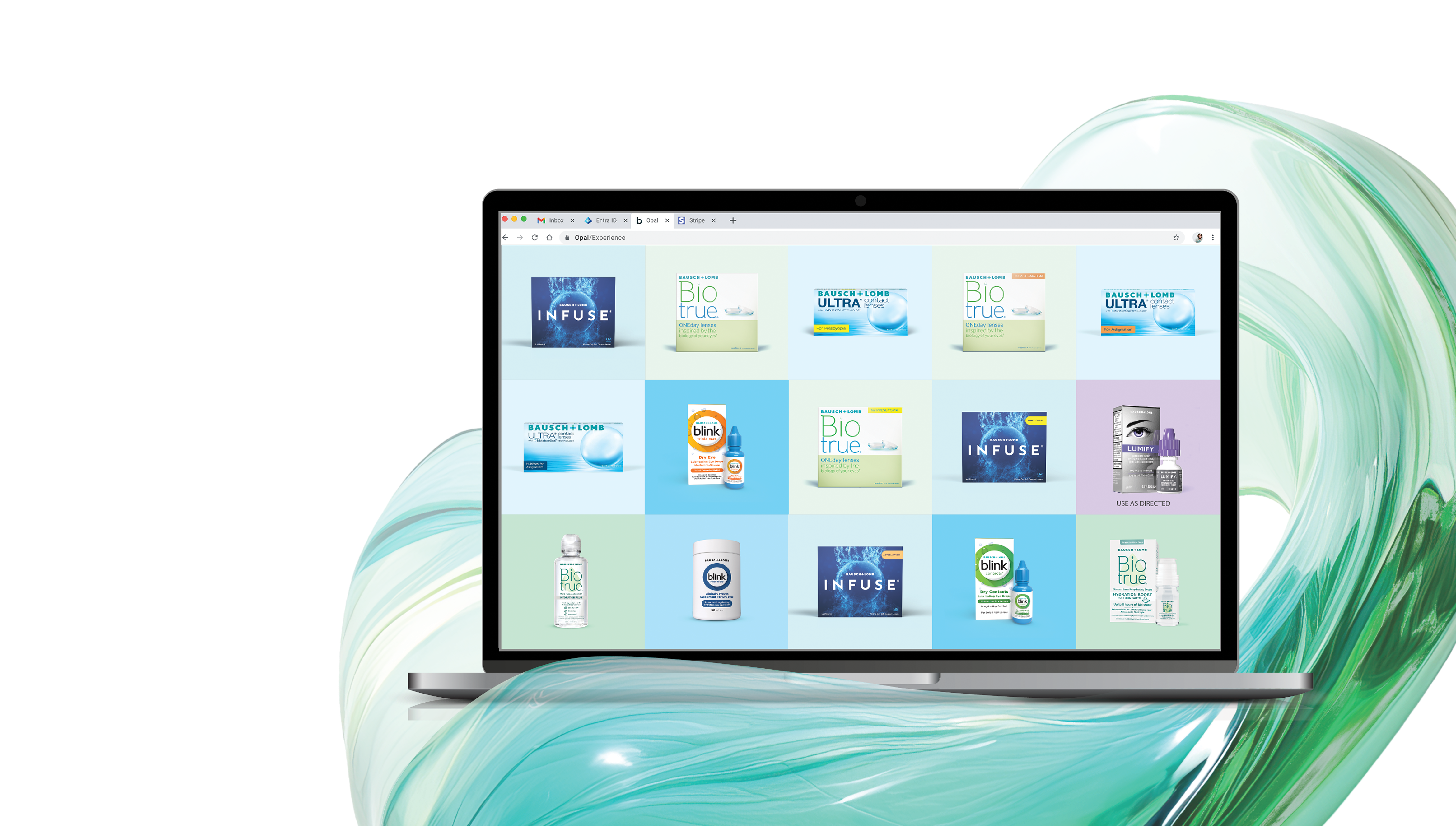 Opal online store product catalog on a laptop